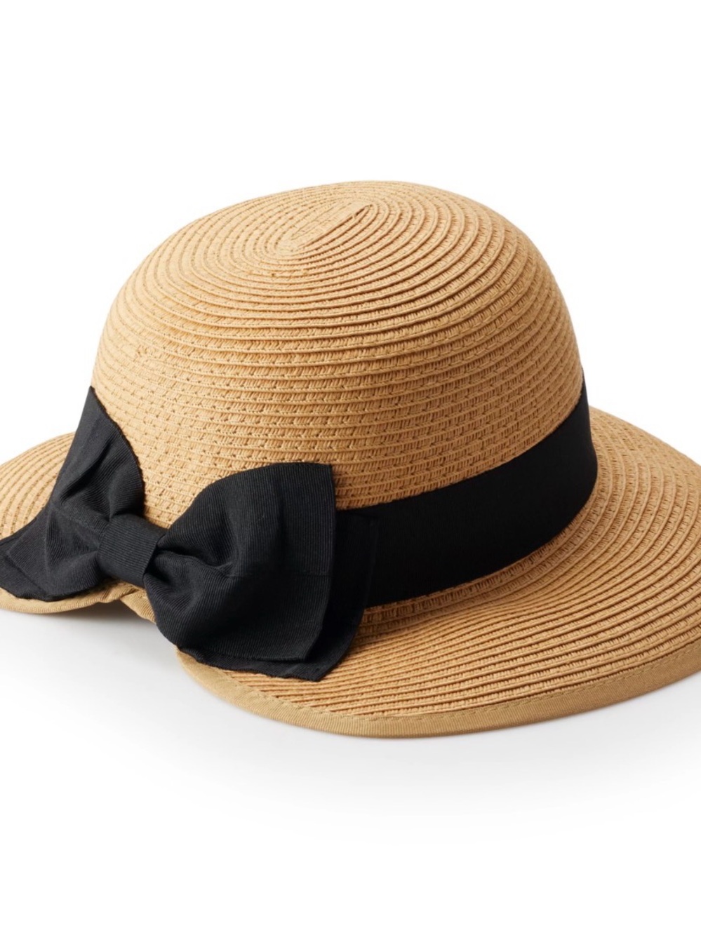 LC Lauren Conrad Beige Straw Sun Hat with Tan Ribbon
